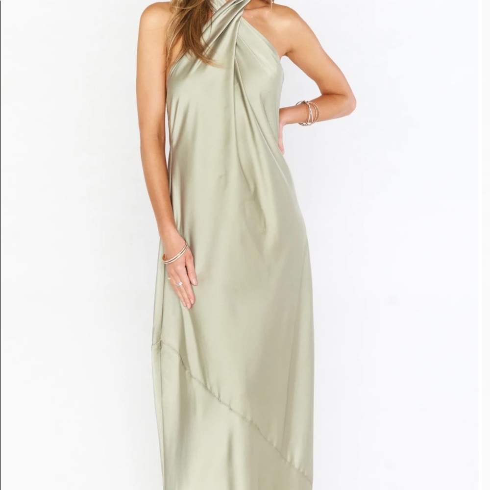 Show Me Your Mumu Jasmine Halter Maxi Dress - Moss Green - Size S
